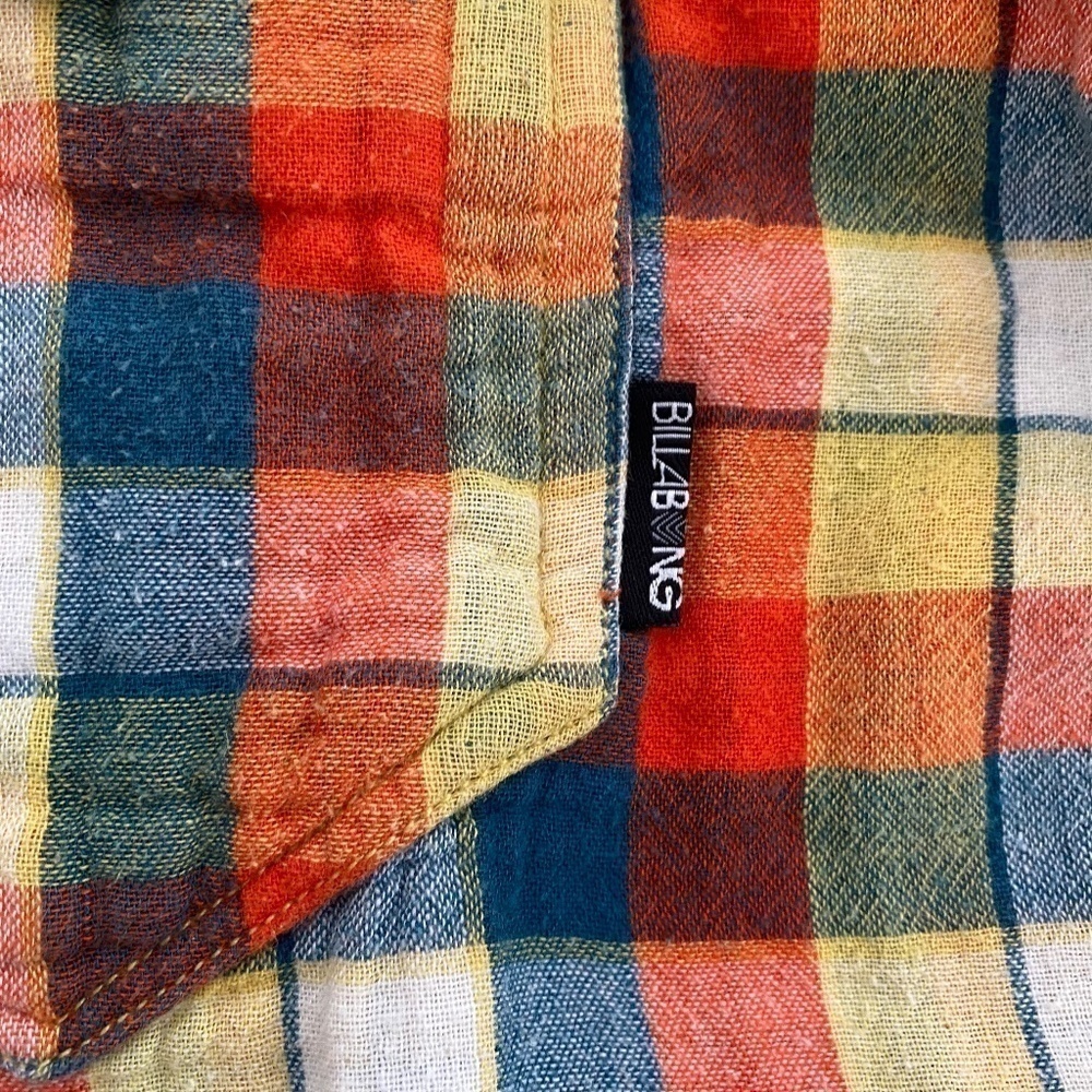 Reversible Billabong plaid flanel snap closure flannel long sleeve plaid shirt M - Picture 5 of 9